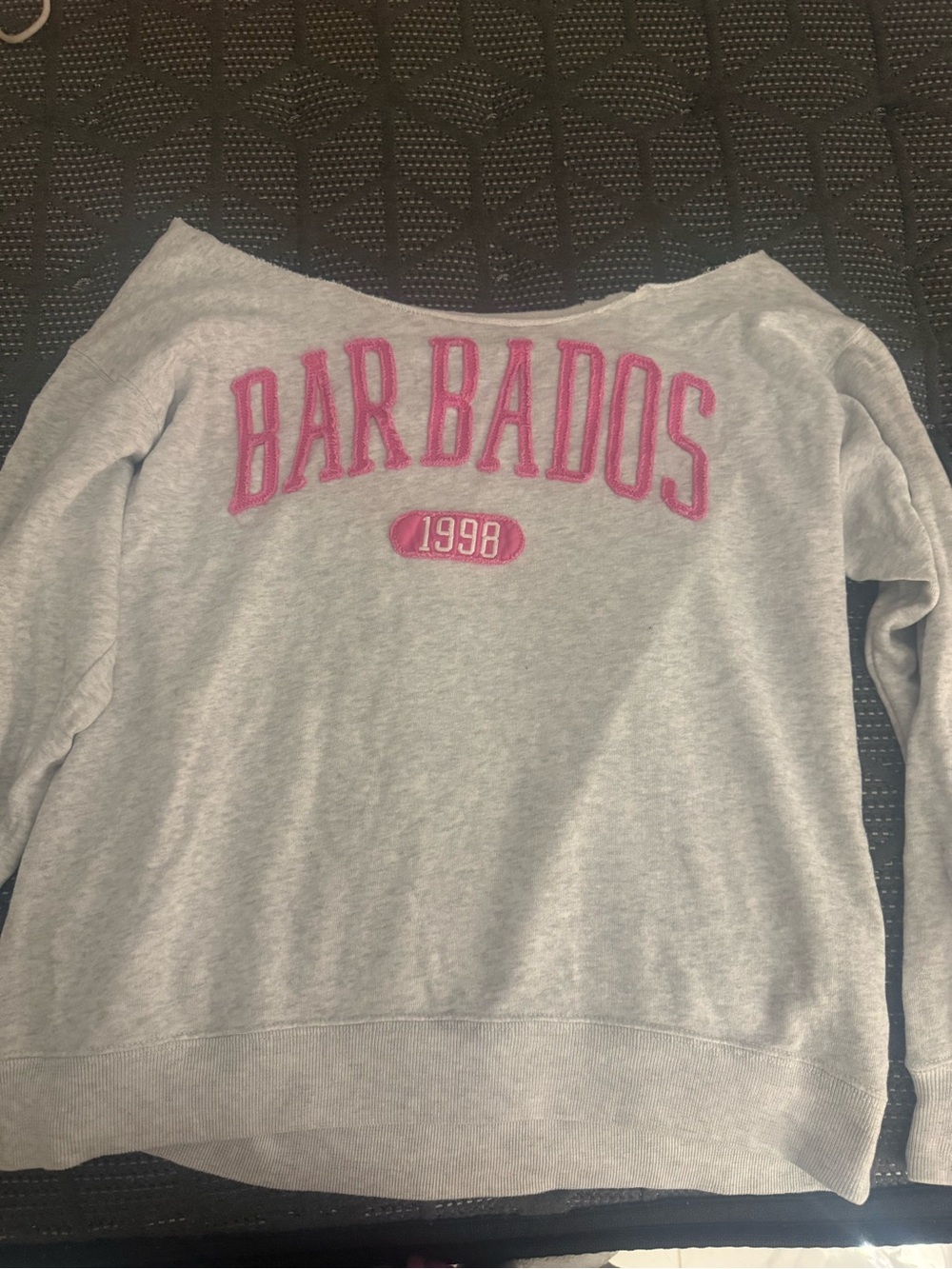 Gray Sweatshirt with Pink 'Barbados 1998'